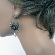 Antique Georgian boat earrings gold enamel pearls dogs Sicilian navicella (7575)