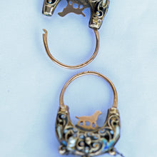 Antique Georgian boat earrings gold enamel pearls dogs Sicilian navicella (7575)