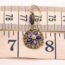 Antique Georgian earrings Gold cannetille amethysts pearls pendant earrings(7585)
