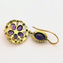 Antique Georgian earrings Gold cannetille amethysts pearls pendant earrings(7585)