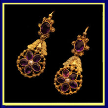 Antique Georgian Day Night earrings 18k gold cannetille amethysts French