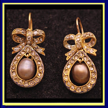 Antique Victorian Edwardian Earrings certified natural pearls diamonds gold(7590