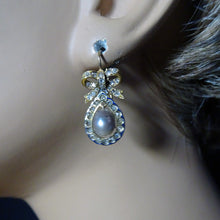 Antique Victorian Edwardian Earrings certified natural pearls diamonds gold(7590