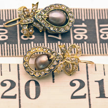Antique Victorian Edwardian Earrings certified natural pearls diamonds gold(7590