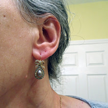 Antique Victorian Edwardian Earrings certified natural pearls diamonds gold(7590