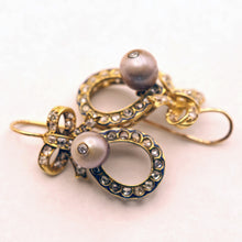 Antique Victorian Edwardian Earrings certified natural pearls diamonds gold(7590