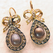 Antique Victorian Edwardian Earrings certified natural pearls diamonds gold(7590