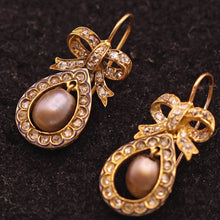 Antique Victorian Edwardian Earrings certified natural pearls diamonds gold(7590