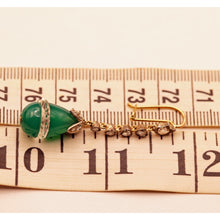 Art Deco earrings ear dangles diamonds green chrysoprase rock crystal gold (7602)