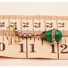 Art Deco earrings ear dangles diamonds green chrysoprase rock crystal gold (7602)