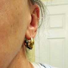 Antique vintage earrings ear hoops high k gold sapphires India (7609)