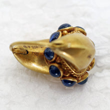 Antique vintage earrings ear hoops high k gold sapphires India (7609)