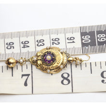 Antique Victorian earrings long ear pendants gold pearls amethysts French (7618)