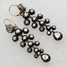 Antique Georgian Earrings diamonds, gold, silver Day Night Top Drop French