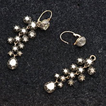 Antique Georgian Earrings diamonds, gold, silver Day Night Top Drop French (7631)