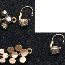 Antique Georgian Earrings diamonds, gold, silver Day Night Top Drop French (7631)