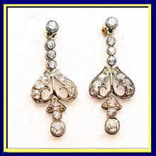 Antique earrings diamonds white gold ear pendants dangle drop earrings (7634)