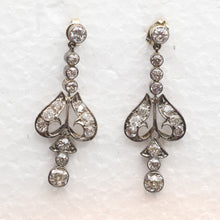 Antique earrings diamonds white gold ear pendants dangle drop earrings (7634)