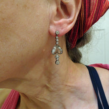 Antique earrings diamonds white gold ear pendants dangle drop earrings (7634)