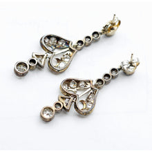 Antique earrings diamonds white gold ear pendants dangle drop earrings (7634)