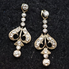 Antique earrings diamonds white gold ear pendants dangle drop earrings (7634)