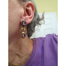 Antique Georgian earrings gold pink topaz cannetille flowers English c1820s(7657)