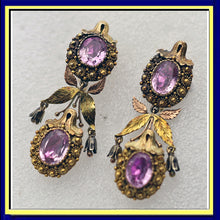 Antique Georgian earrings gold pink topaz cannetille flowers English