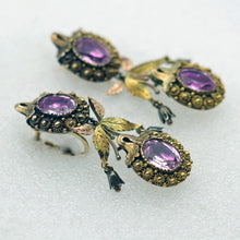 Antique Georgian earrings gold pink topaz cannetille flowers English