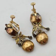 Antique Georgian earrings gold pink topaz cannetille flowers English c1820s(7657)
