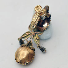 Antique Georgian earrings gold pink topaz cannetille flowers English c1820s(7657)