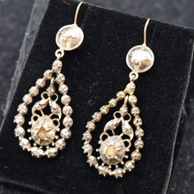 Antique Georgian Victorian diamond earrings ear pendants French silver gold(7660)