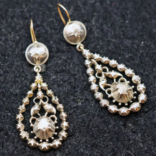 Antique Georgian Victorian diamond earrings ear pendants French silver gold(7660)