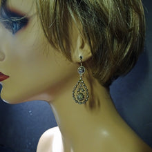 Antique Georgian Victorian diamond earrings ear pendants French silver gold(7660)