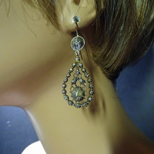 Antique Georgian Victorian diamond earrings ear pendants French silver gold(7660)