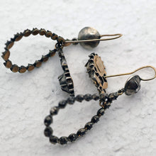 Antique Georgian Victorian diamond earrings ear pendants French silver gold(7660)