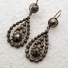 Antique Georgian Victorian diamond earrings ear pendants French silver gold(7660)