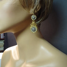 Antique Victorian earrings ear pendants gold diamonds pearls day night 