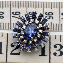 Vintage Retro earrings GIA cert sapphires diamonds gold silver starburst (7687)