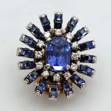 Vintage Retro earrings GIA cert sapphires diamonds gold silver starburst 