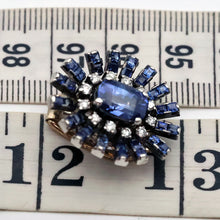 Vintage Retro earrings GIA cert sapphires diamonds gold silver starburst (7687)