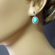 Antique Victorian earrings gold silver diamonds turquoise French sleepers (7690)