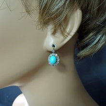 Antique Victorian earrings gold silver diamonds turquoise French sleepers (7690)