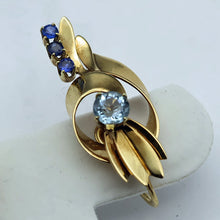 TIFFANY & CO Vintage Retro earrings 14k gold sapphires aquamarine ear clips(7695)