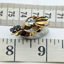 TIFFANY & CO Vintage Retro earrings 14k gold sapphires aquamarine ear clips(7695)