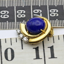 RAYMOND YARD Vintage Retro Ear Clips Earrings Gold Diamonds Lapis Lazuli (7696)