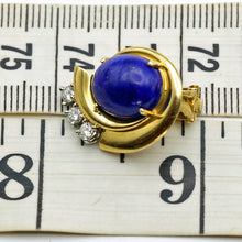 RAYMOND YARD Vintage Retro Ear Clips Earrings Gold Diamonds Lapis Lazuli (7696)