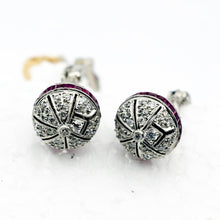 Art Deco diamond ruby ear peandants