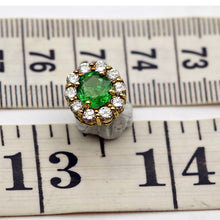 Vintage 18k Gold Tsavorite Garnet Diamond Flower Earrings Rare Green Gems (7705)