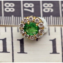Vintage 18k Gold Tsavorite Garnet Diamond Flower Earrings Rare Green Gems (7705)