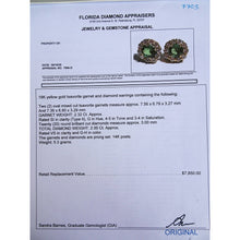 Vintage 18k Gold Tsavorite Garnet Diamond Flower Earrings Rare Green Gems (7705)